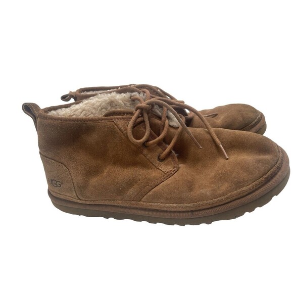 UGG Neumel Suede Womens Sz 11 Men’s Sz 9Chukka Boots Chestnut Brown Lace-Up Logo - Picture 9 of 16
